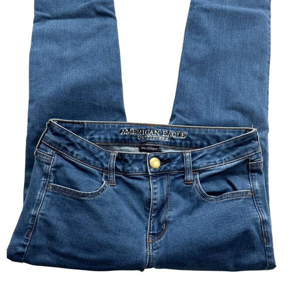 American Eagle Hell Yeah Skinny Jean Size 8 Super Stretch X Beads Embroidered - Picture 4 of 7